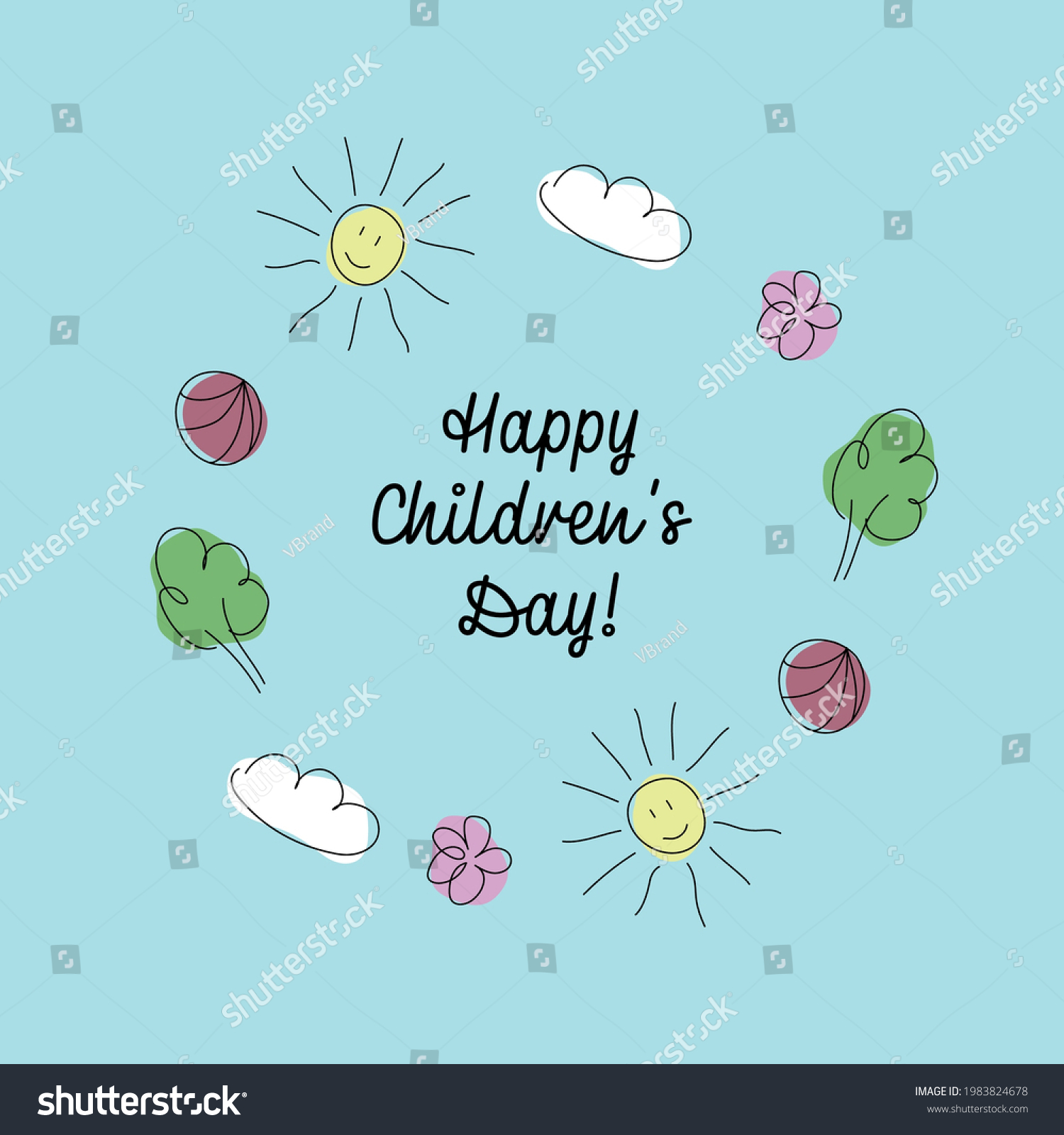 Children's day vector background. Happy Children's Day title. Happy Children's Day inscription.
