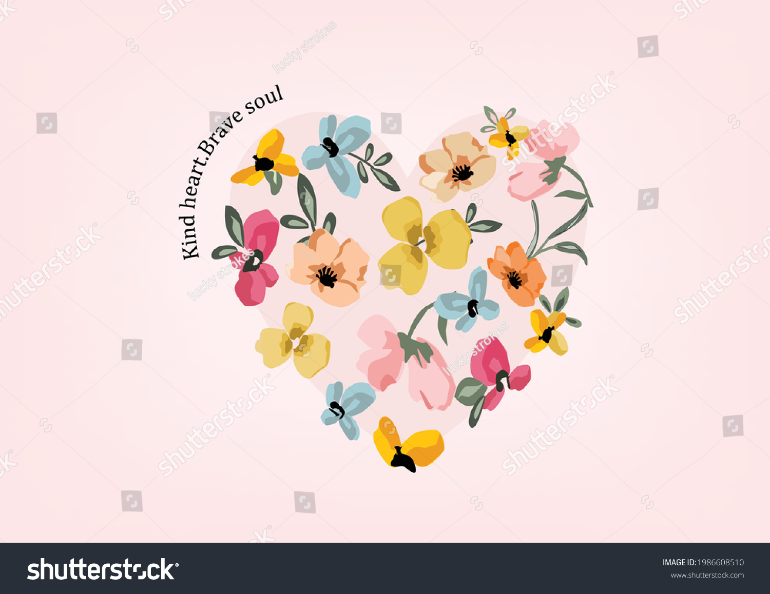 flower heart vector art design hand drawn