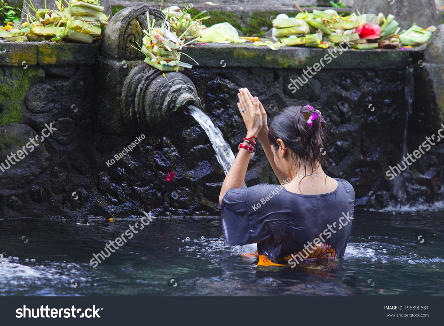 Holy Spring Water Tirta Empul Hindu Temple   Bali Indonesia