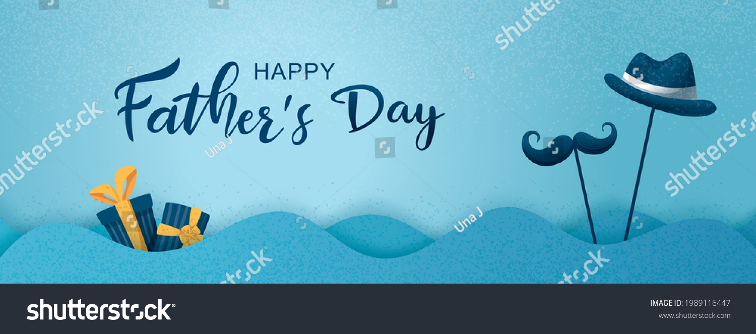 Happy Father's Day poster and banner template with cute illustration on blue background. Vector illustration for greeting card  shop  invitation  discount  sale  flyer  decoration.