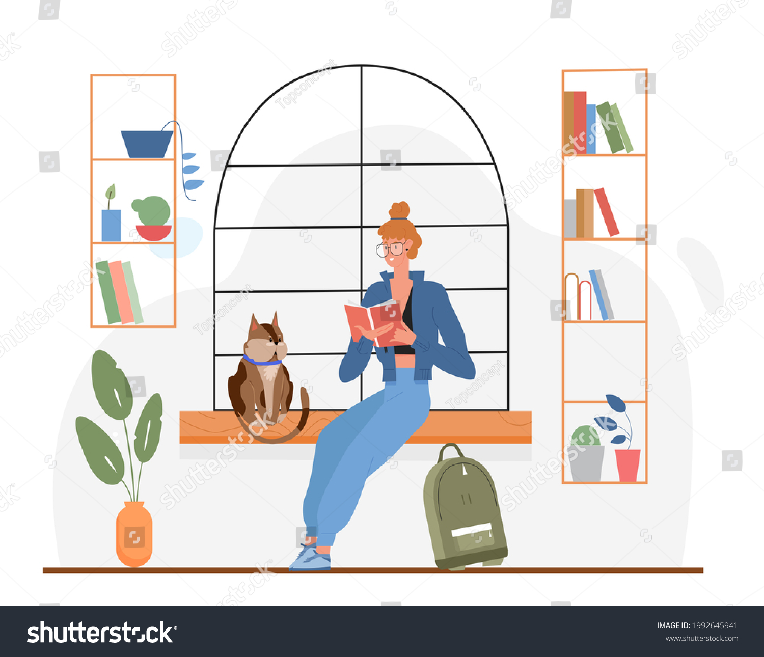 Student Reading Book Illustration Cartoon Young Booklover Woman student-reading-book-illustration-cartoon-young-booklover-woman