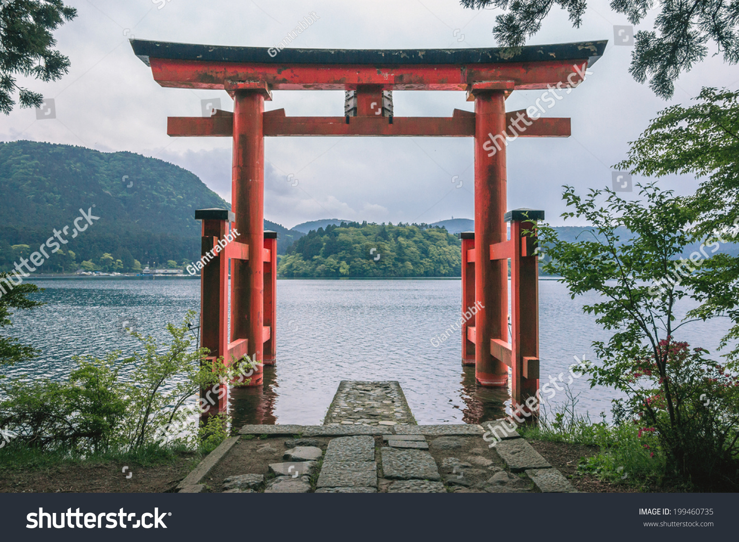 Red gate of Hakone Shrine  Japan