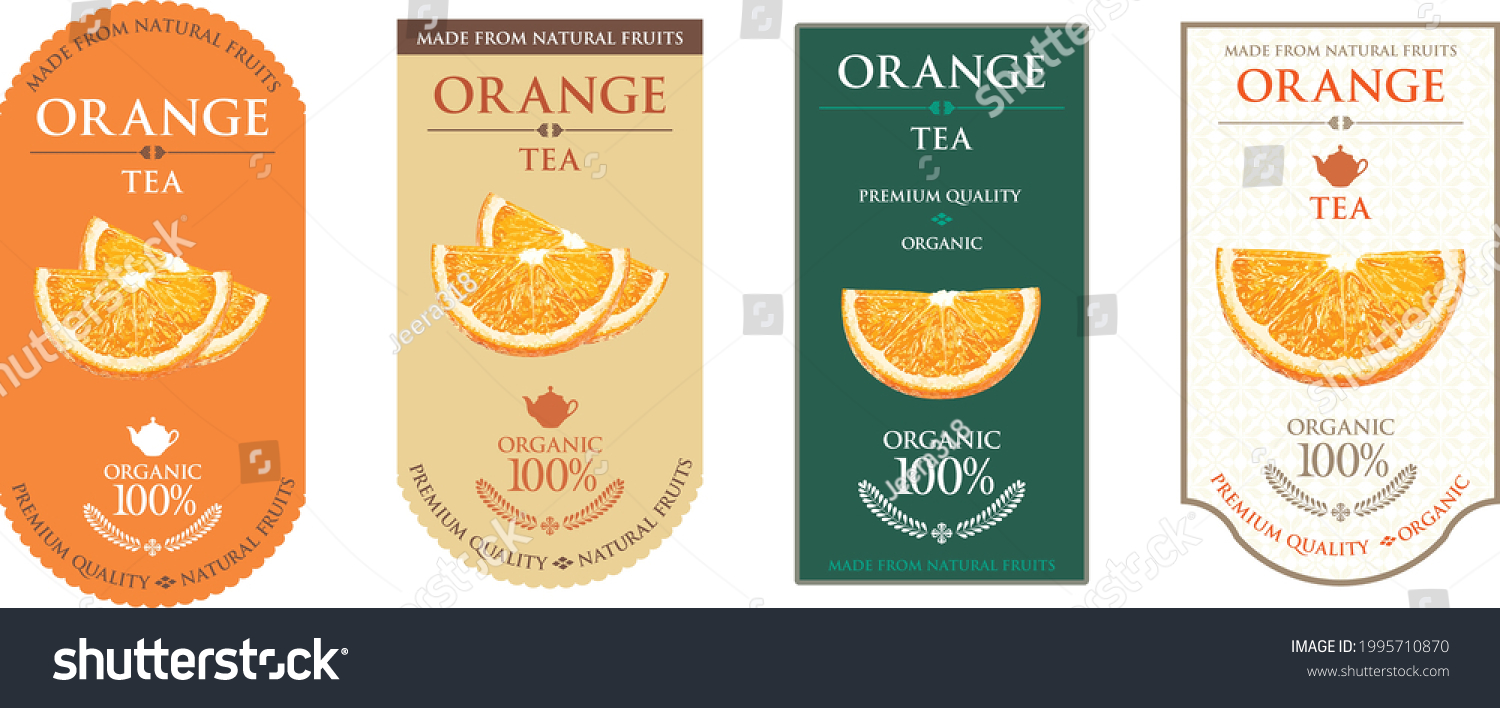 Set of vector label with orange tea.