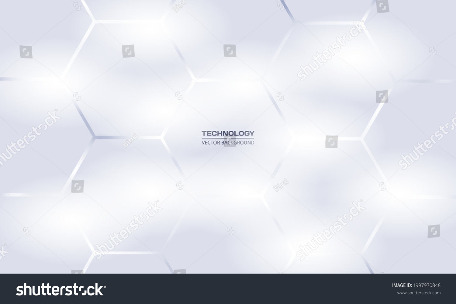 White silver hexagonal technology vector abstract geometric background ...