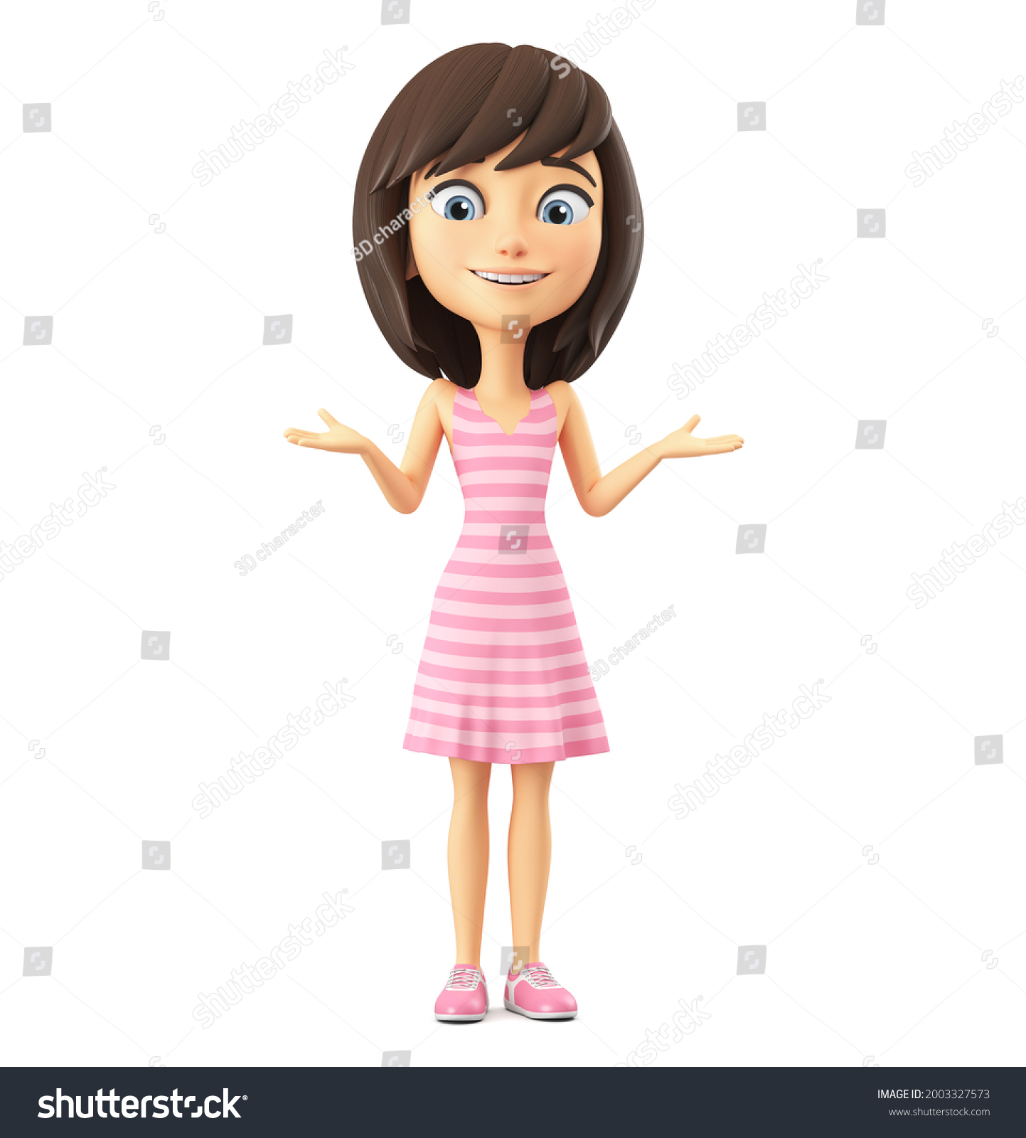 cartoon character girl in a pink dress donâ€™t know