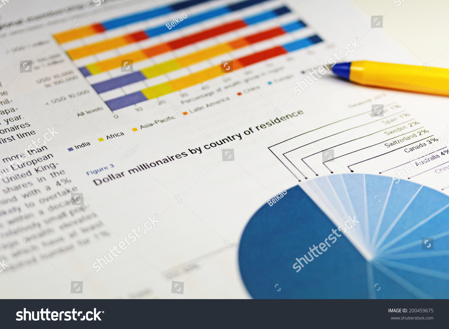 Financial papers close up with a pen