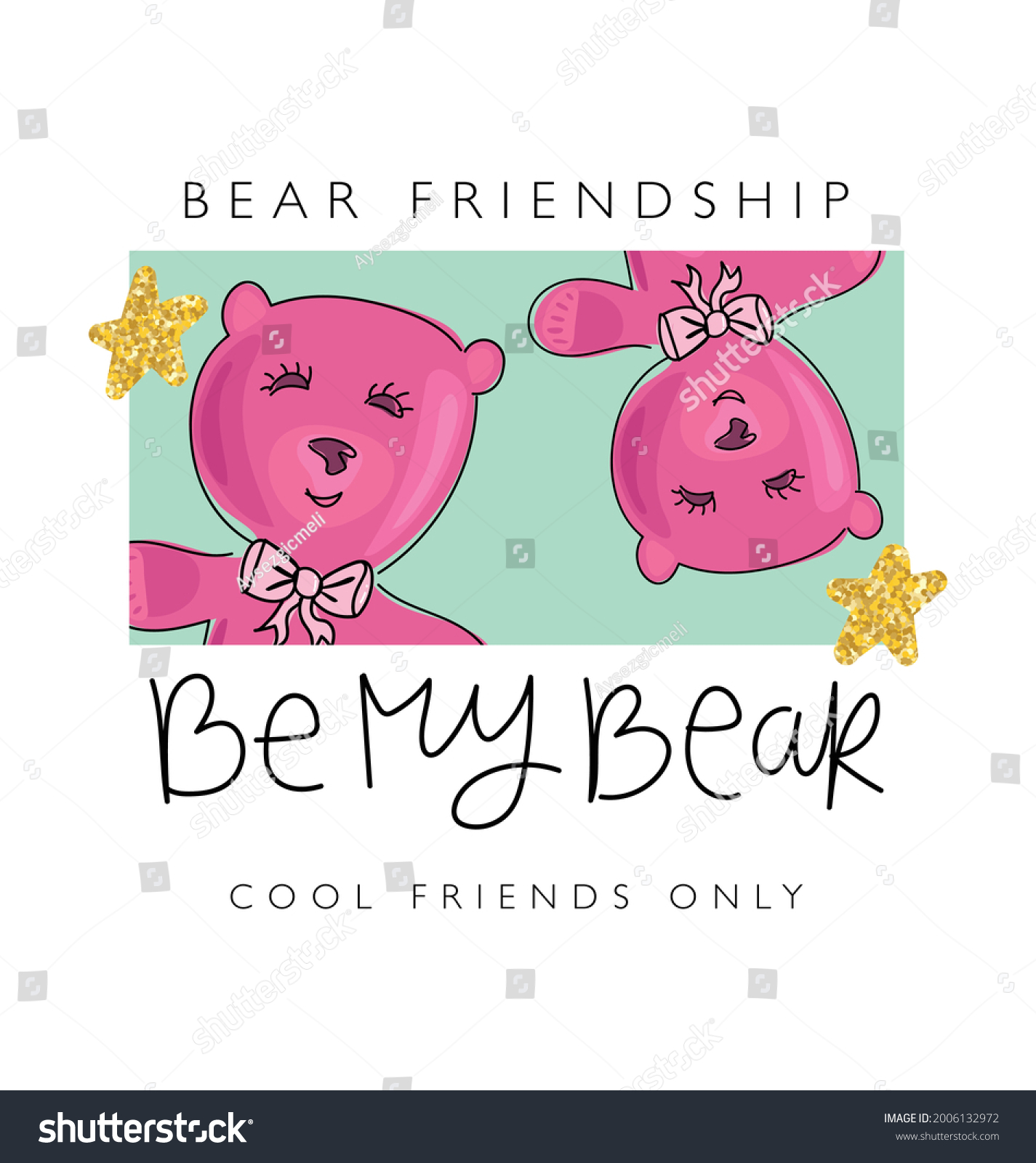 Pink teddy bears and be my bear slogan text  vector illustration design for t shirt graphics  fashion prints  posters etc