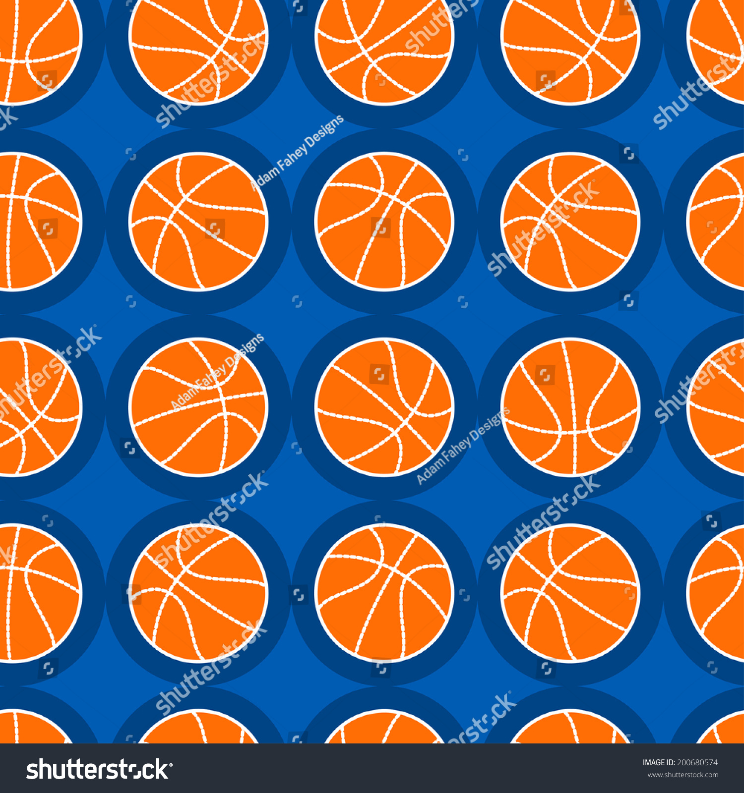 Basketball sports seamless pattern on a blue background .