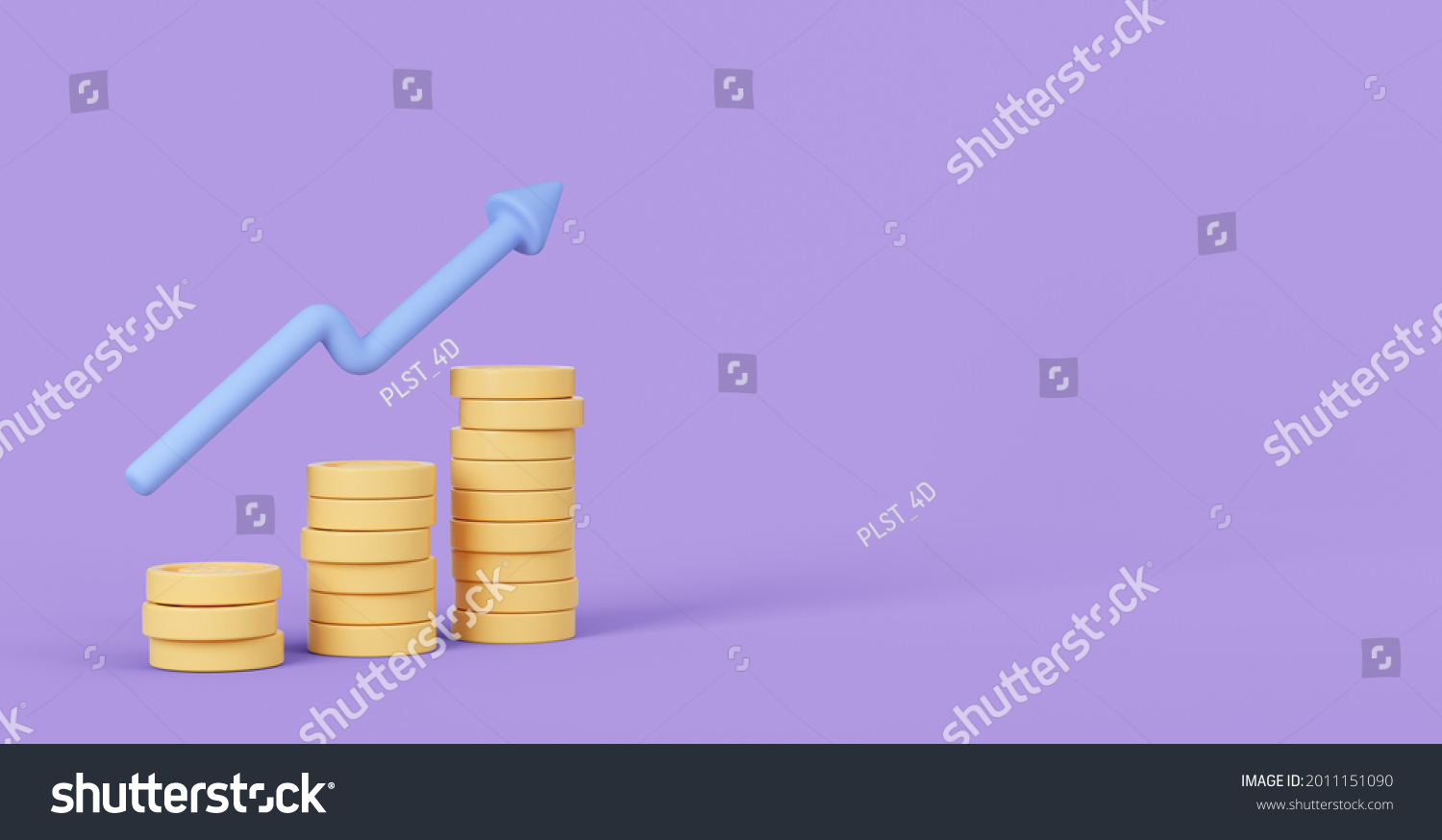 Money growth concept 3d illustration. Financial Profit background with empty space. 