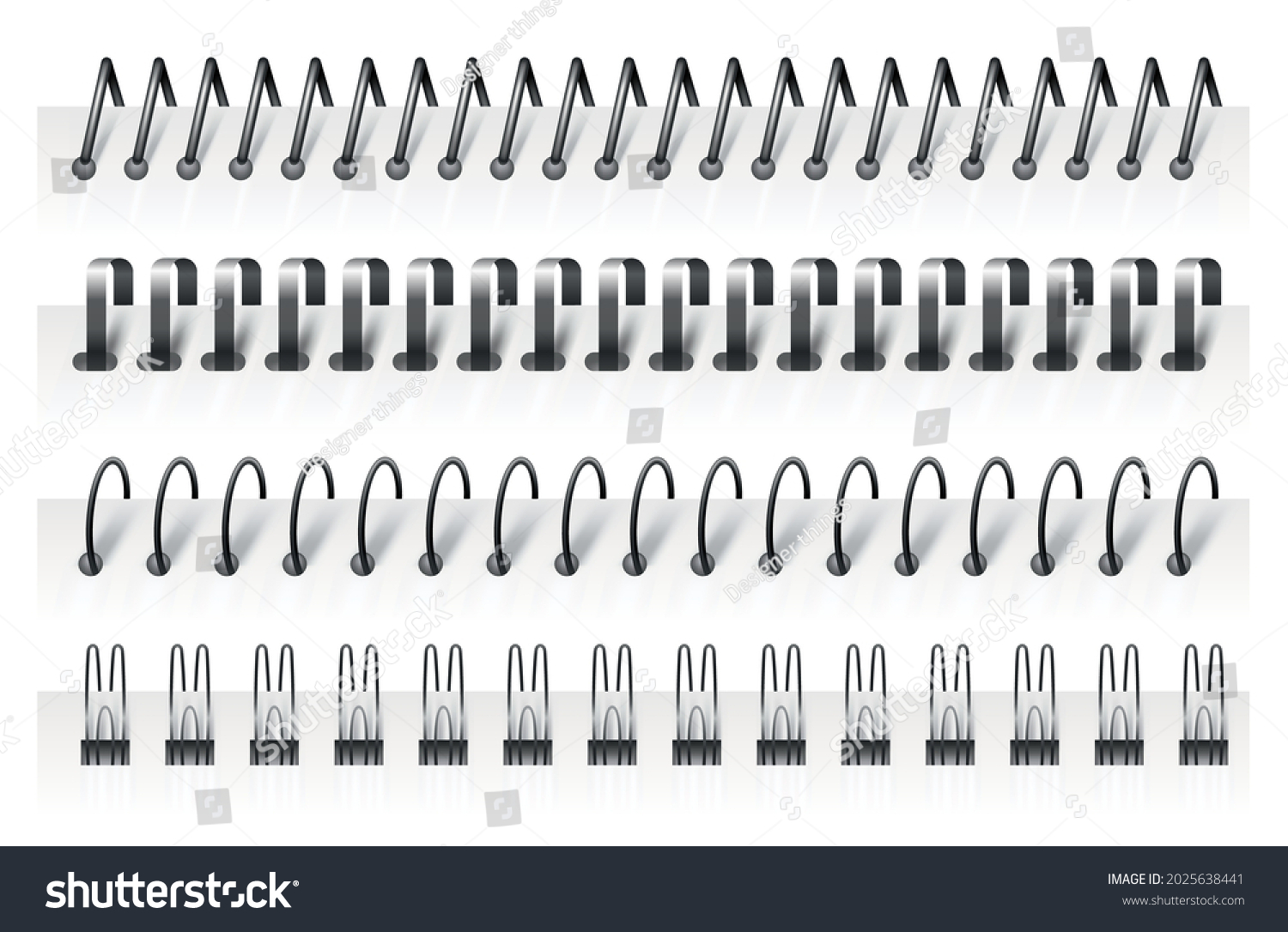 Notebook spirals  wire steel ring bindings and springs for diary  notepad  document cover or booklet sheets. Spiral binder and ringed for paper calendar. Can use as page divider