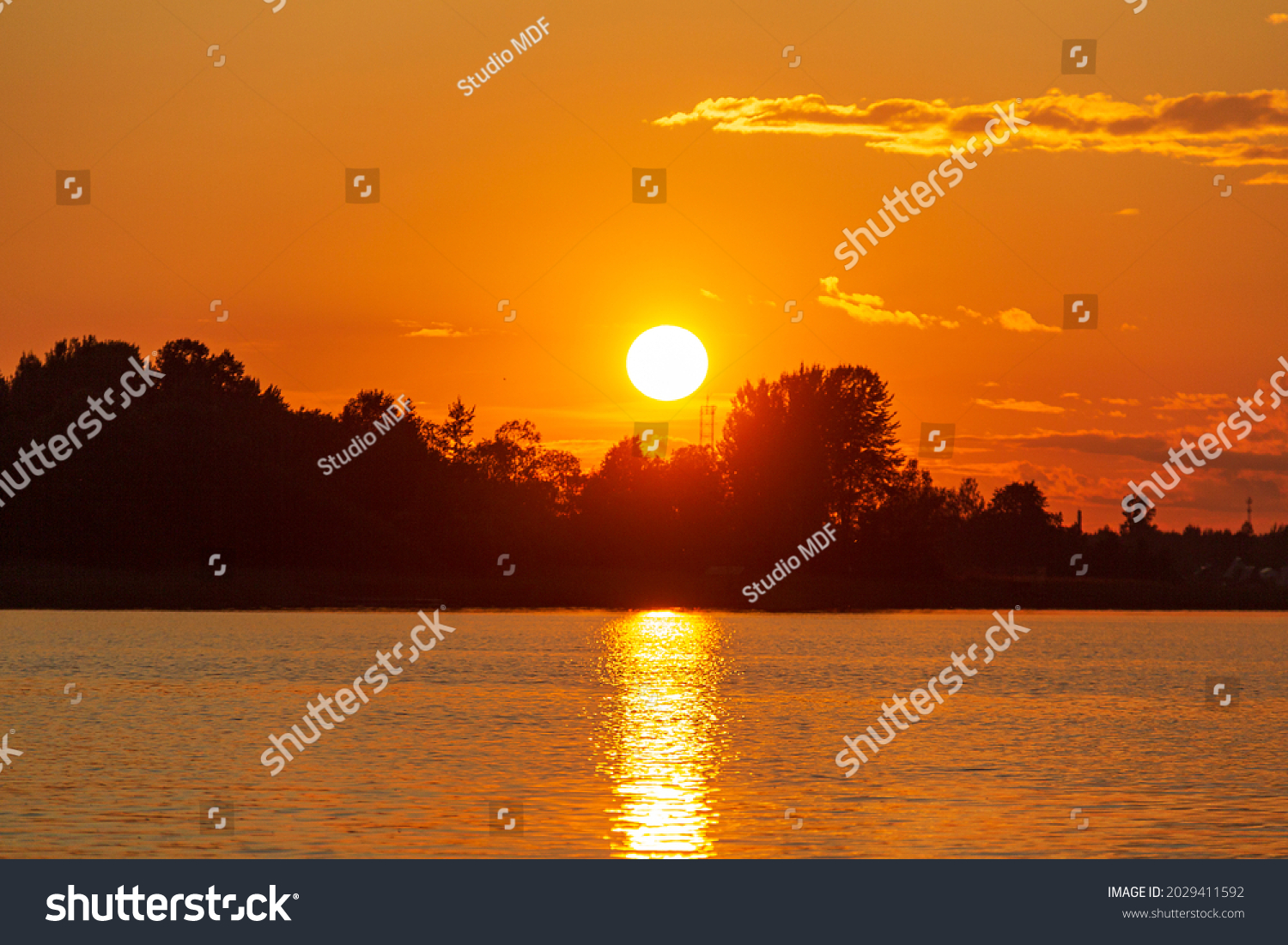 Wonderful sunset over Lake Seliger