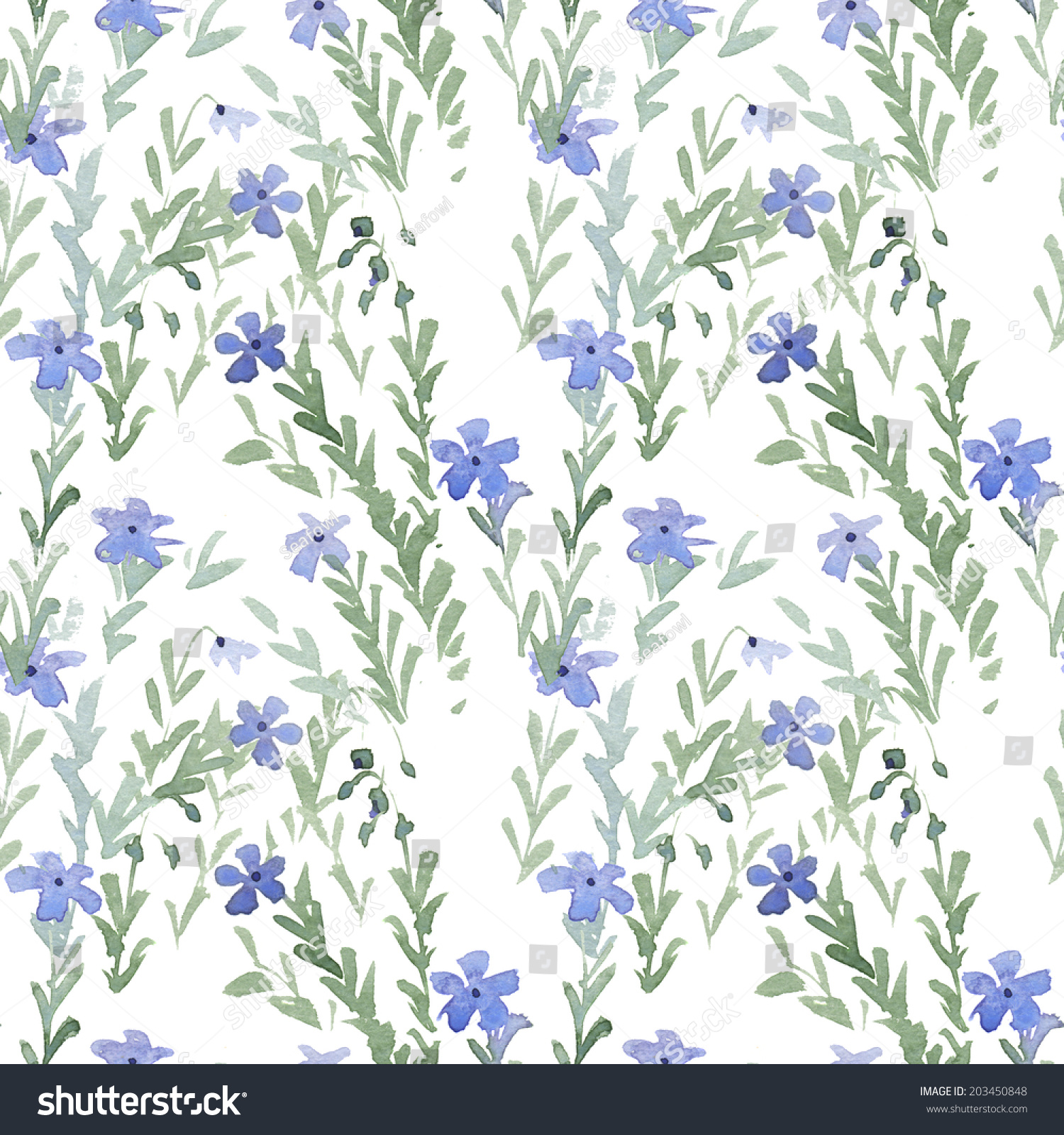 Watercolor herb linen flowers natural pattern set