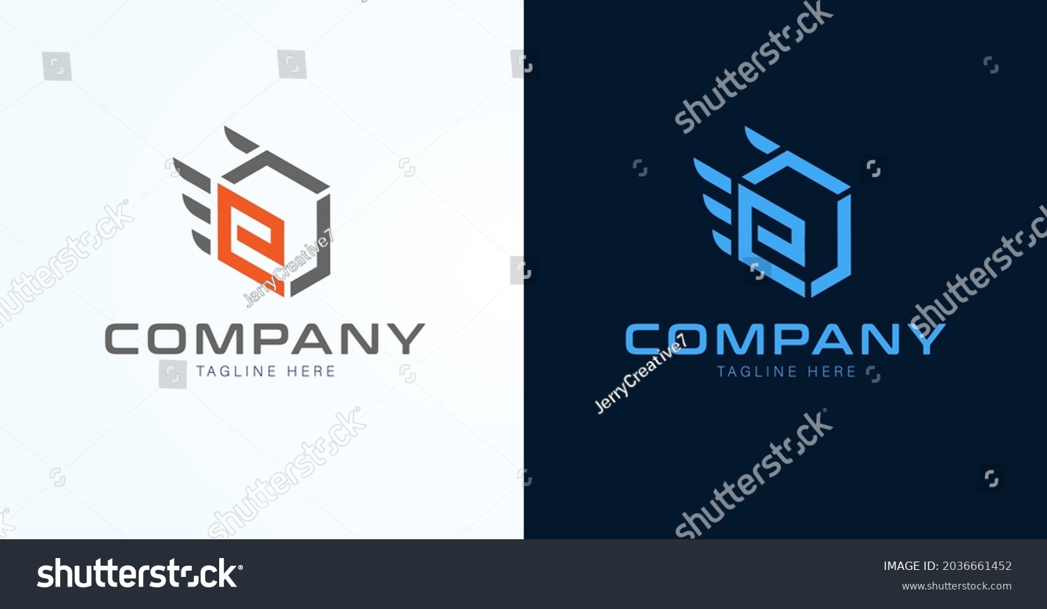 Initial E Box Logo. Letter E Box with wings combination usable for technology or logistics logo . flat design logo template. vector illustration