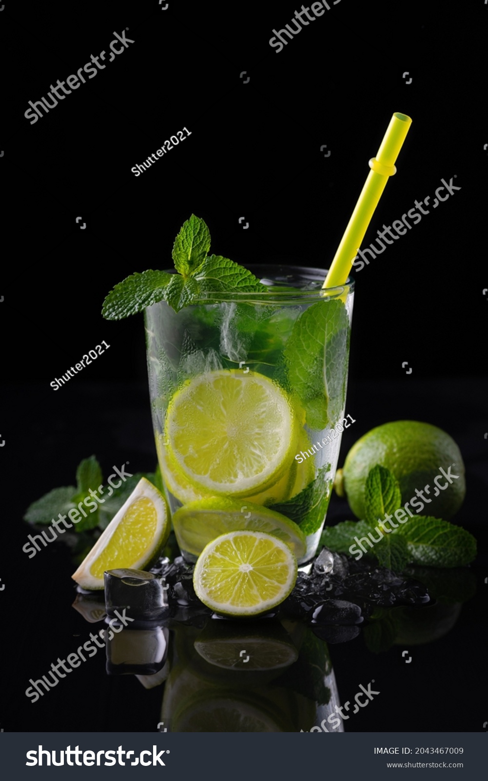 refreshing summer alcoholic cocktail  with ice
