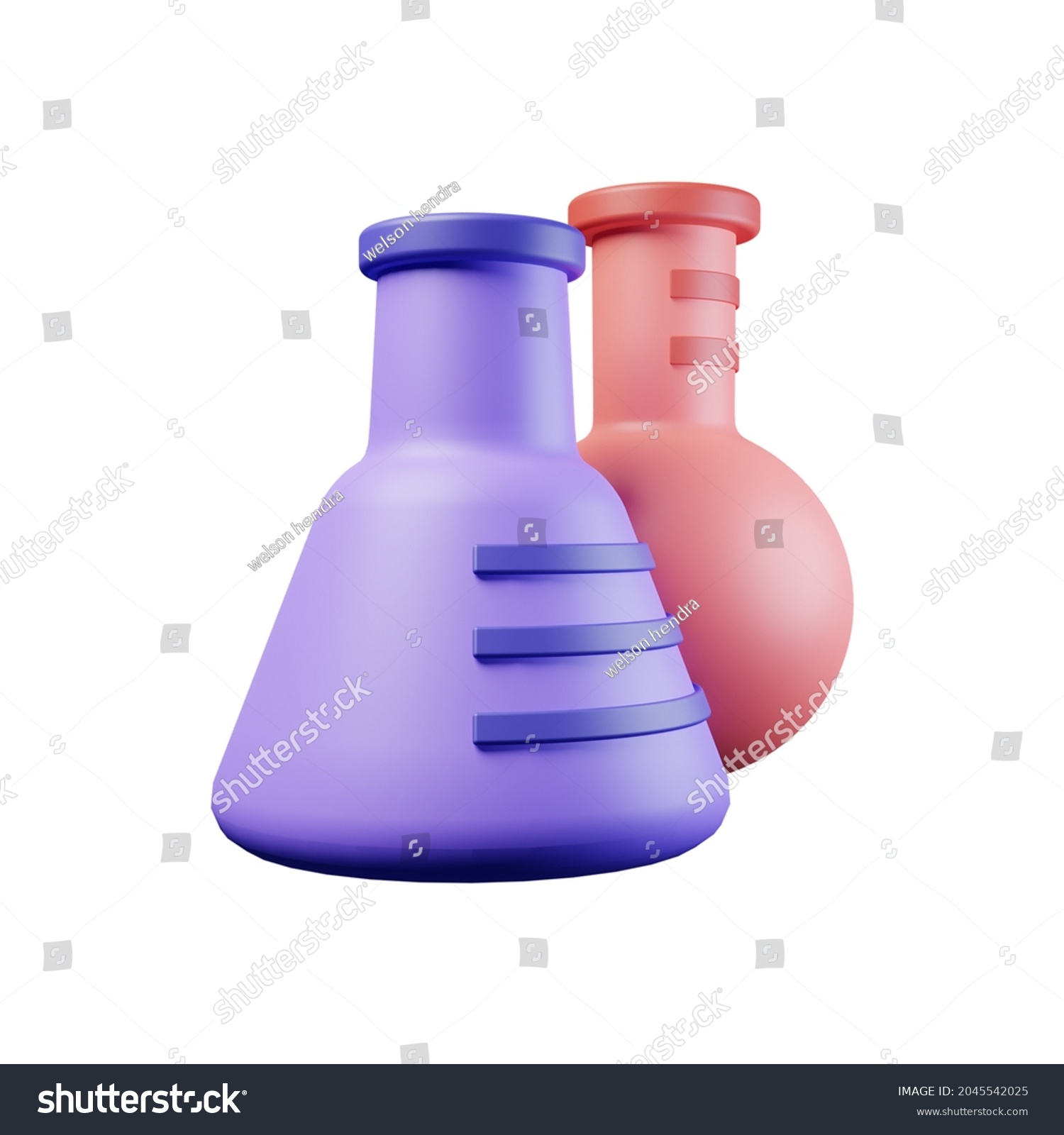 3d illustration icon of chemical flask isolated on white background. 3d icon for ui ux