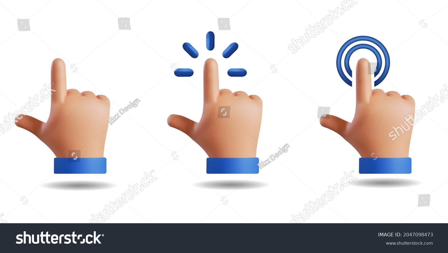 3d icon vector illustration - Touch or click icon stock vector design. 3d hand pointing icon design. Eps 10