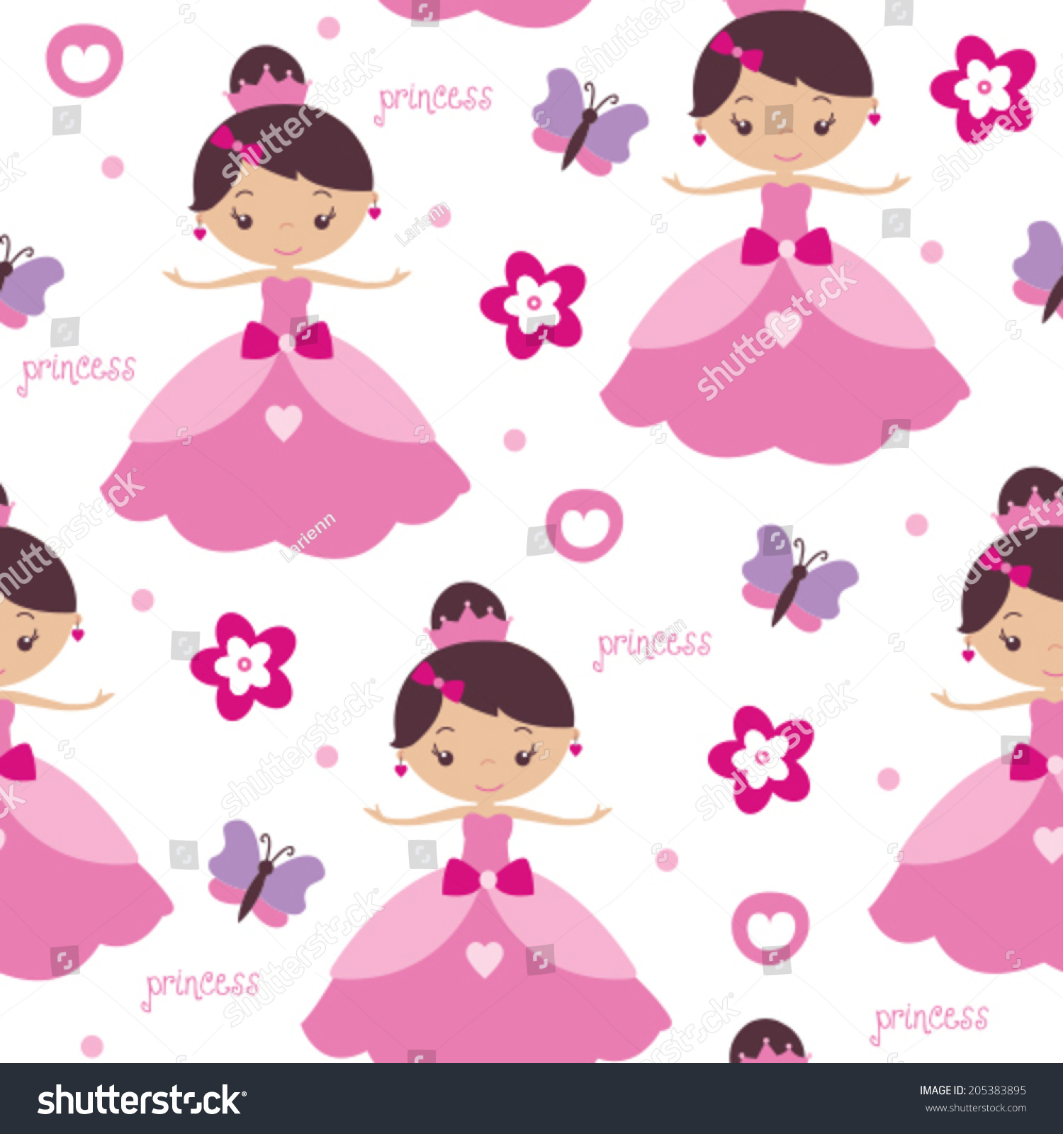 princess and flower pattern vector illustration