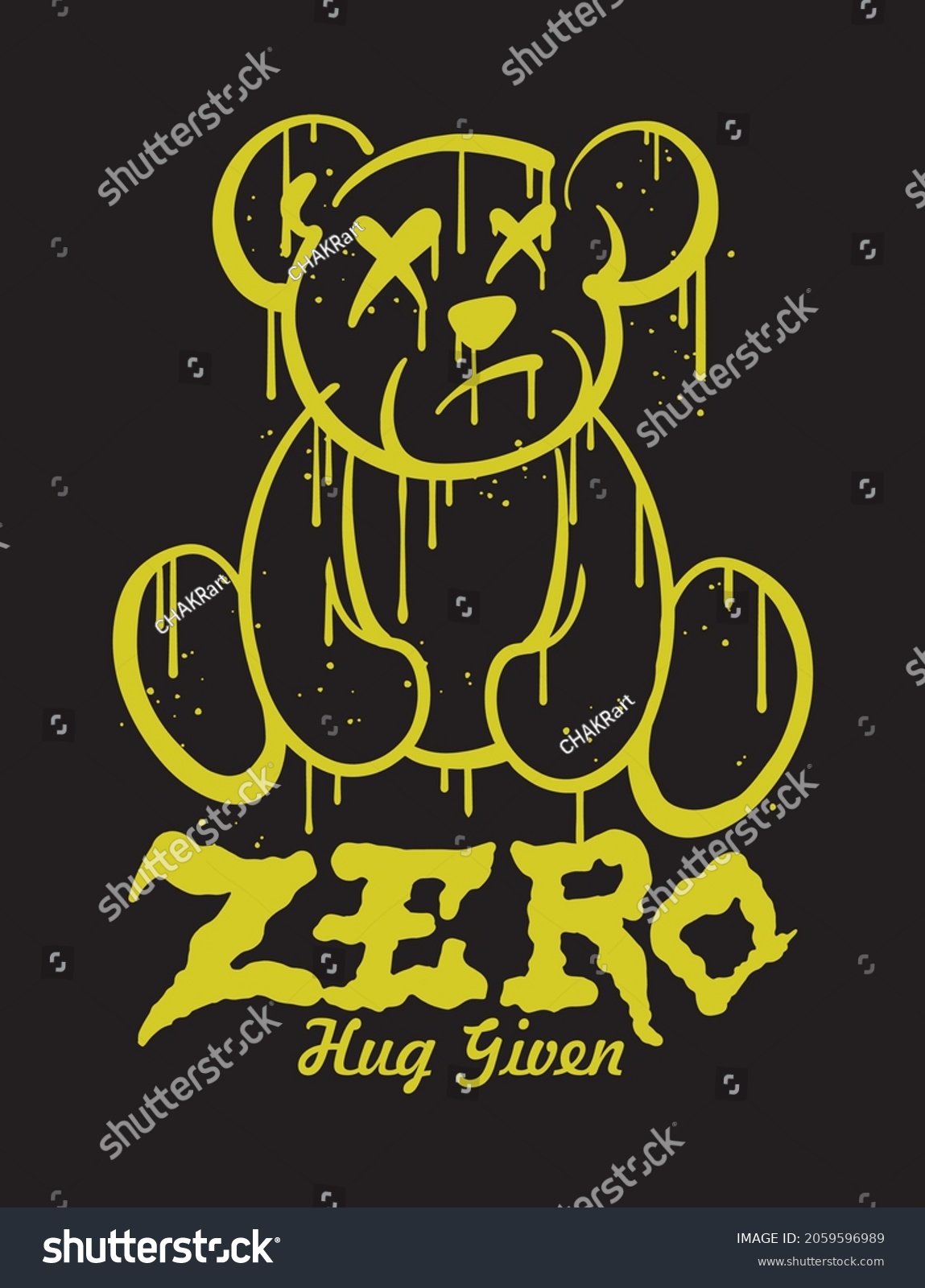 Teddy bear illustration in graffiti style with a slogan