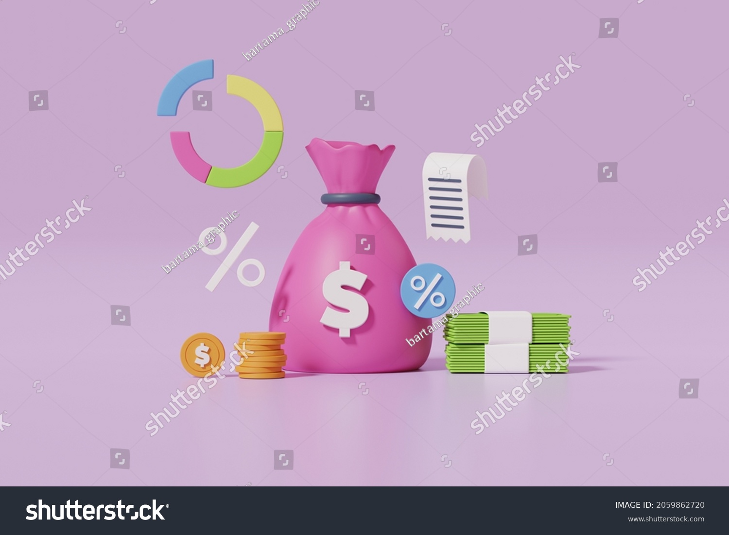 Tax 3D illustration. 3D rendering illustration.
