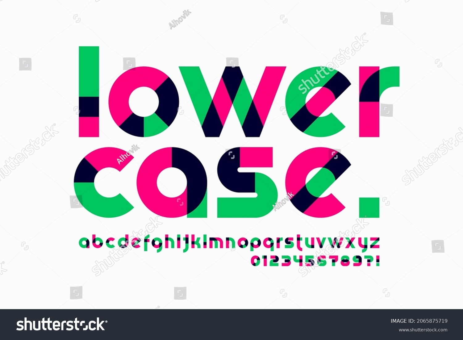 Modern vibrant lowercase font design  alphabet letters and numbers vector illustration