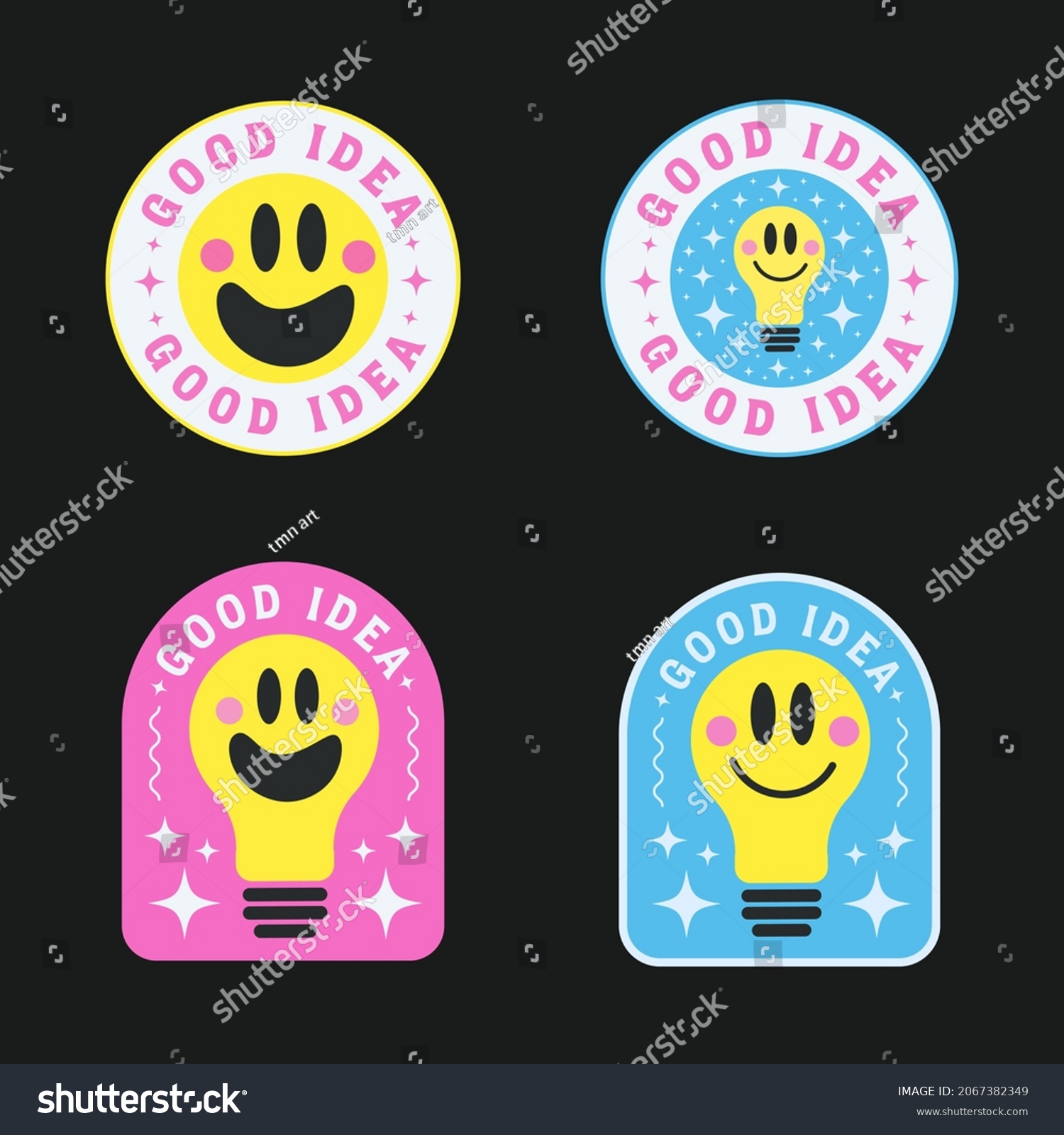 Good Idea Cute Sticker. Cool Comic Patch  Badge  Pin Vector Design.