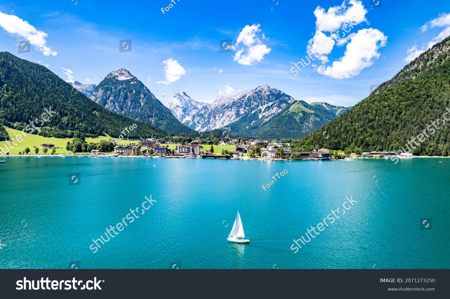 landscape at the achensee lake in austria - pertisau