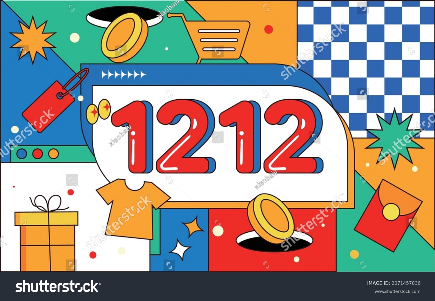 Acid online shopping linear symbol activity poster e-commerce shopping promotion illustration