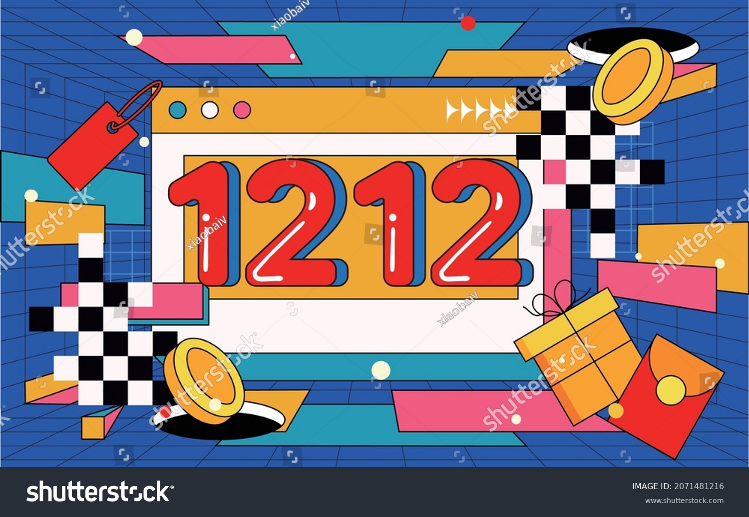 Acid online shopping linear symbol activity poster e-commerce shopping promotion illustration