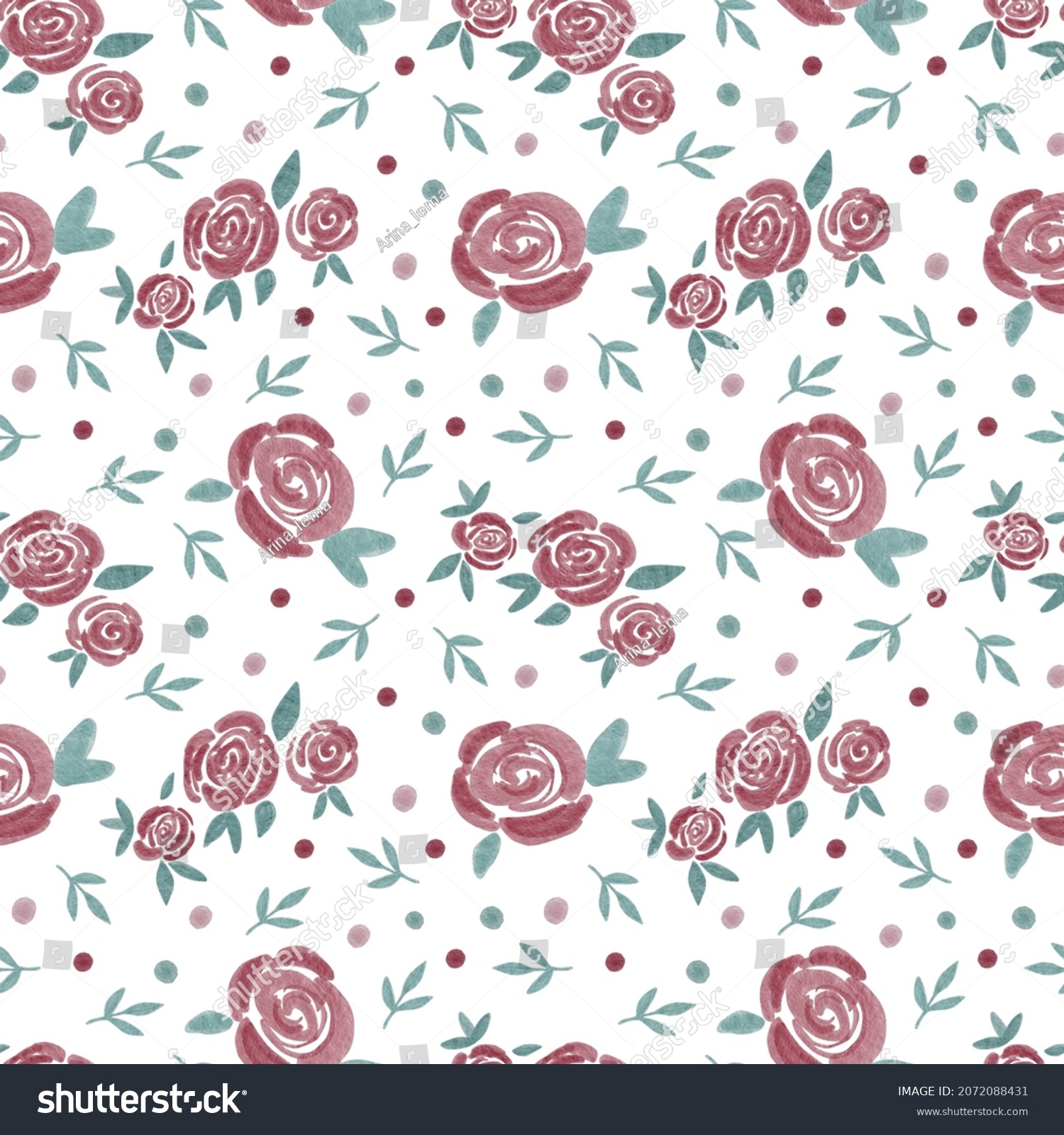 Seamless pattern with hand drawn watercolor roses. Pattern for textile ...