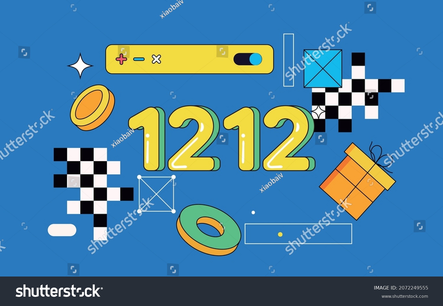 Memphis acid retro style linear background illustration online shopping Poster
