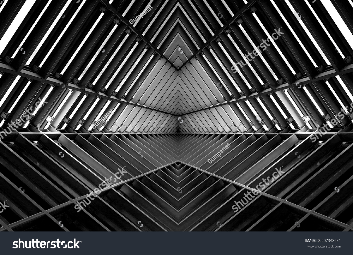 metal structure similar to spaceship interior in black and white