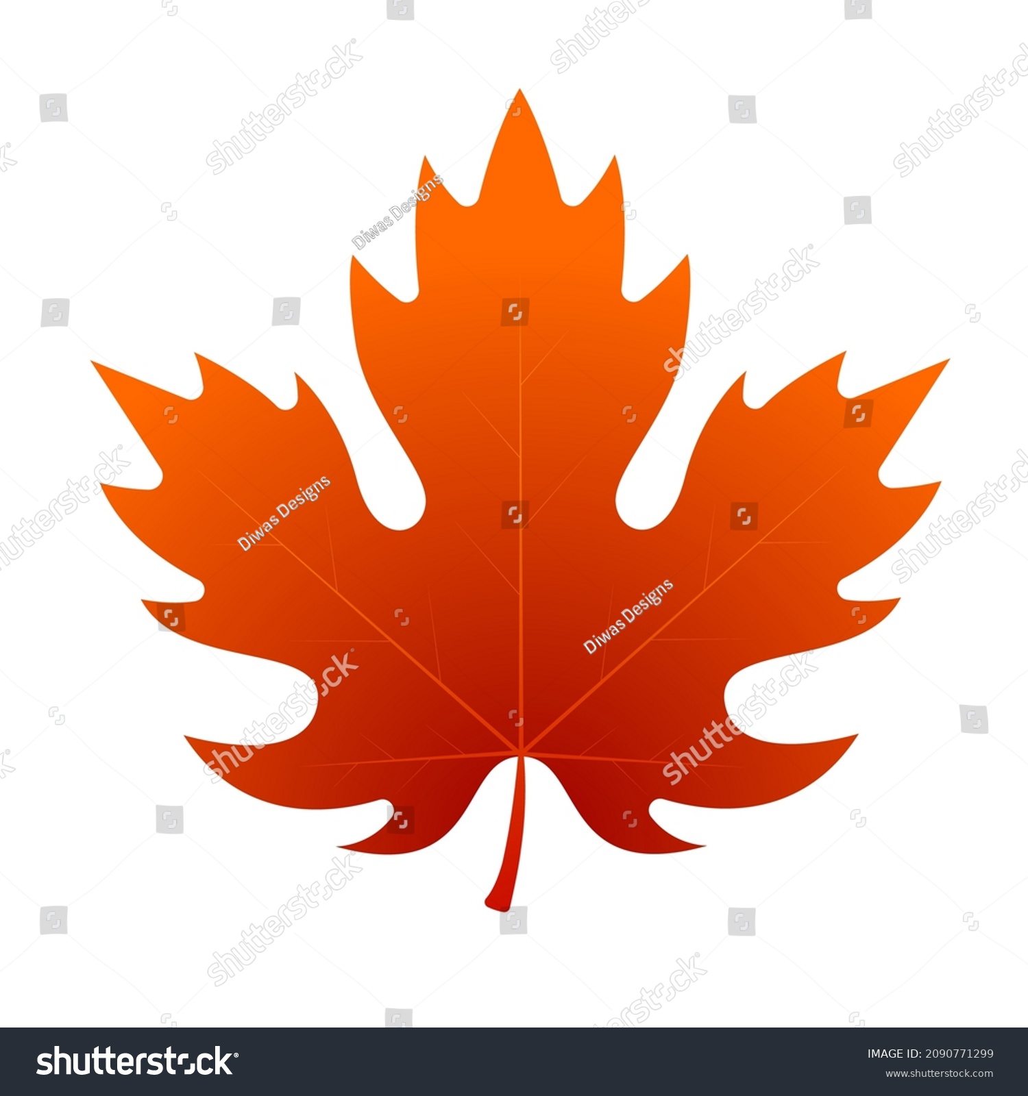 Autumn Fall Season Red Maple Leaf vector illustration Flat design style ...