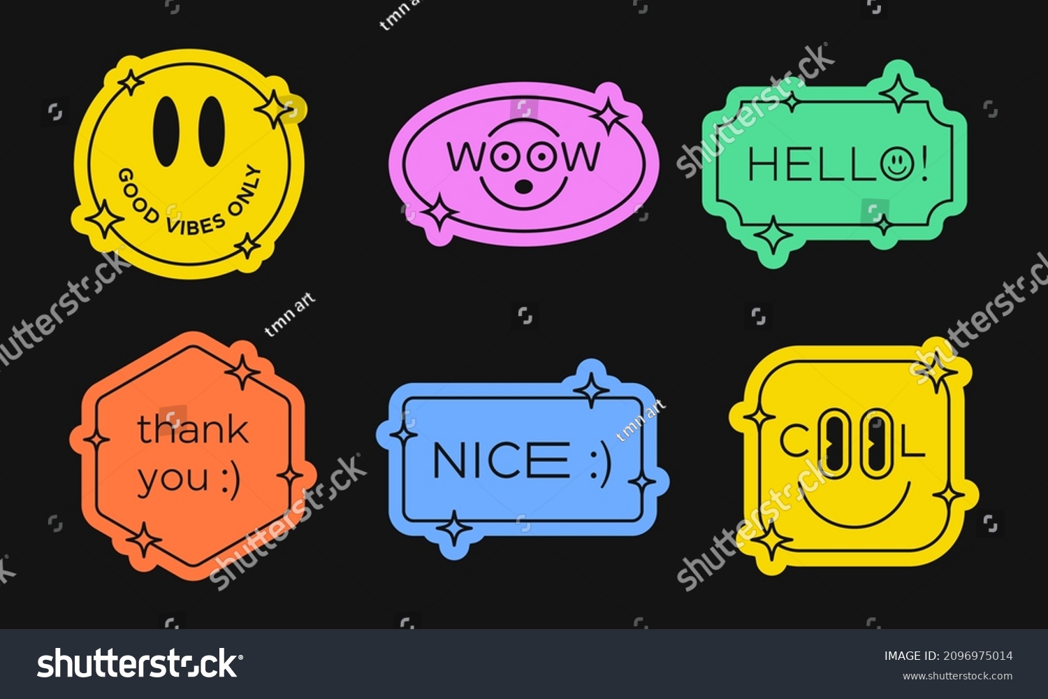 Cool Trendy Retro Stickers Collection. Geometric Vector Badges.