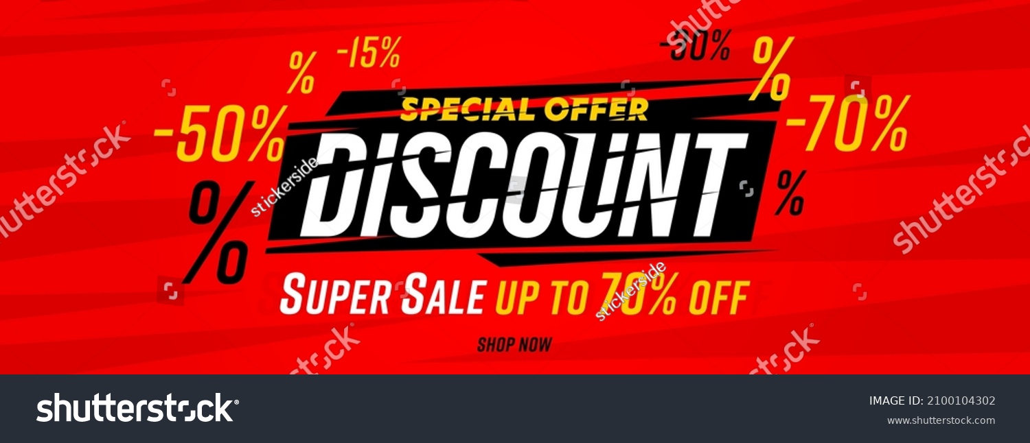 15  30  70 percent off sale discount banner design template. Digital coupon or voucher layout for great clearance campaign advertisement vector illustration. Special offer on shopping
