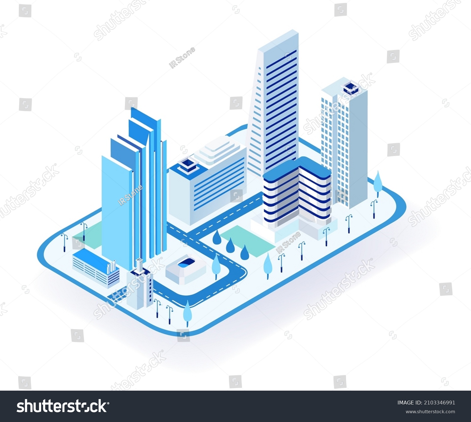 Business  banking  investments in the City. Isometric 3D business concept environment  Creative team working together  developing project. Business  finance  logistics concept.