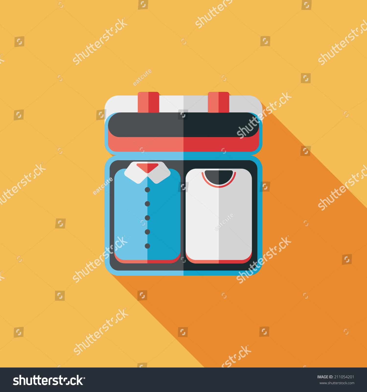 vintage travel suitcases  flat icon with long shadow