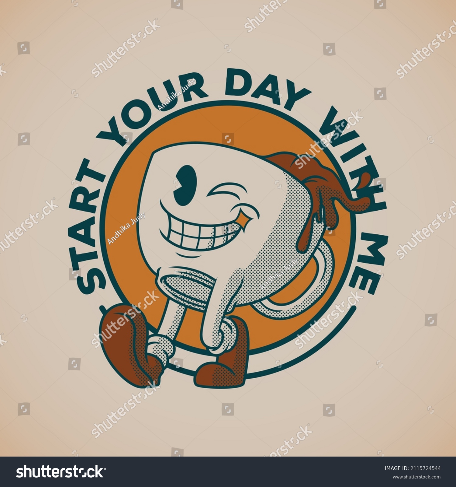 Retro emblem of happy coffee