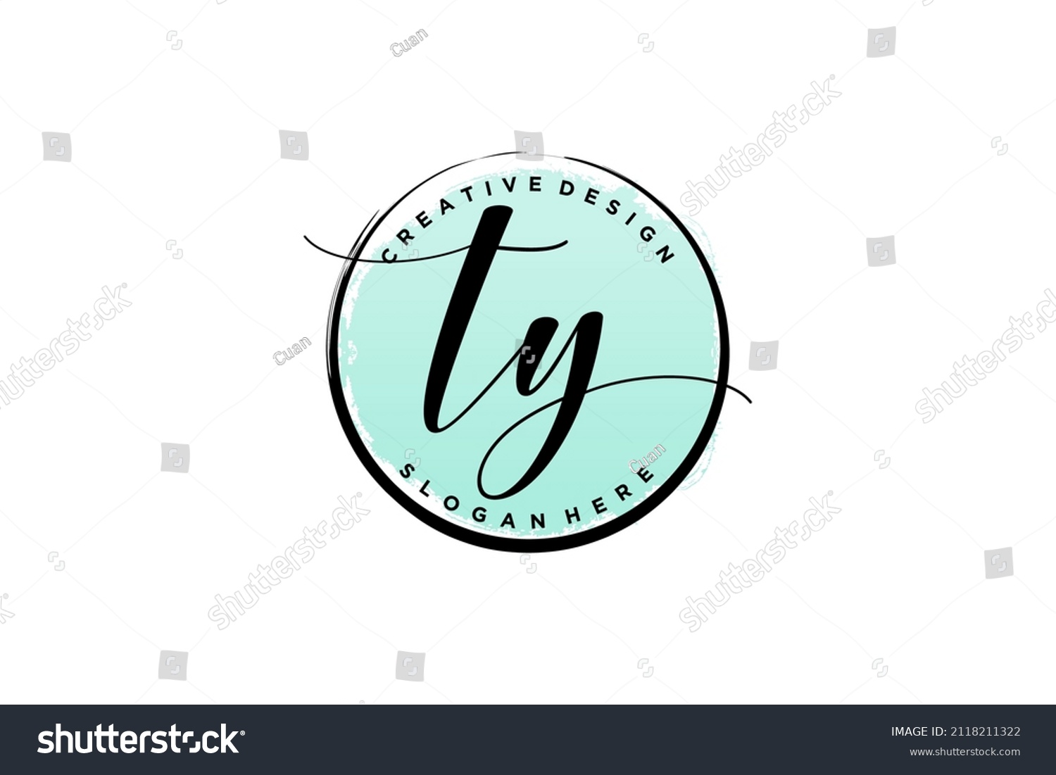 TY handwriting logo with circle template vector signature  wedding  fashion  floral and botanical with creative template.