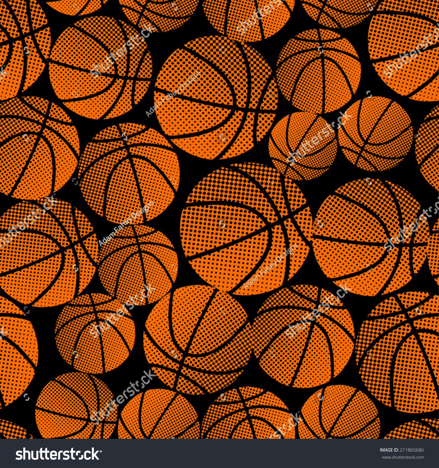 Basketball halftone gradient seamless pattern .