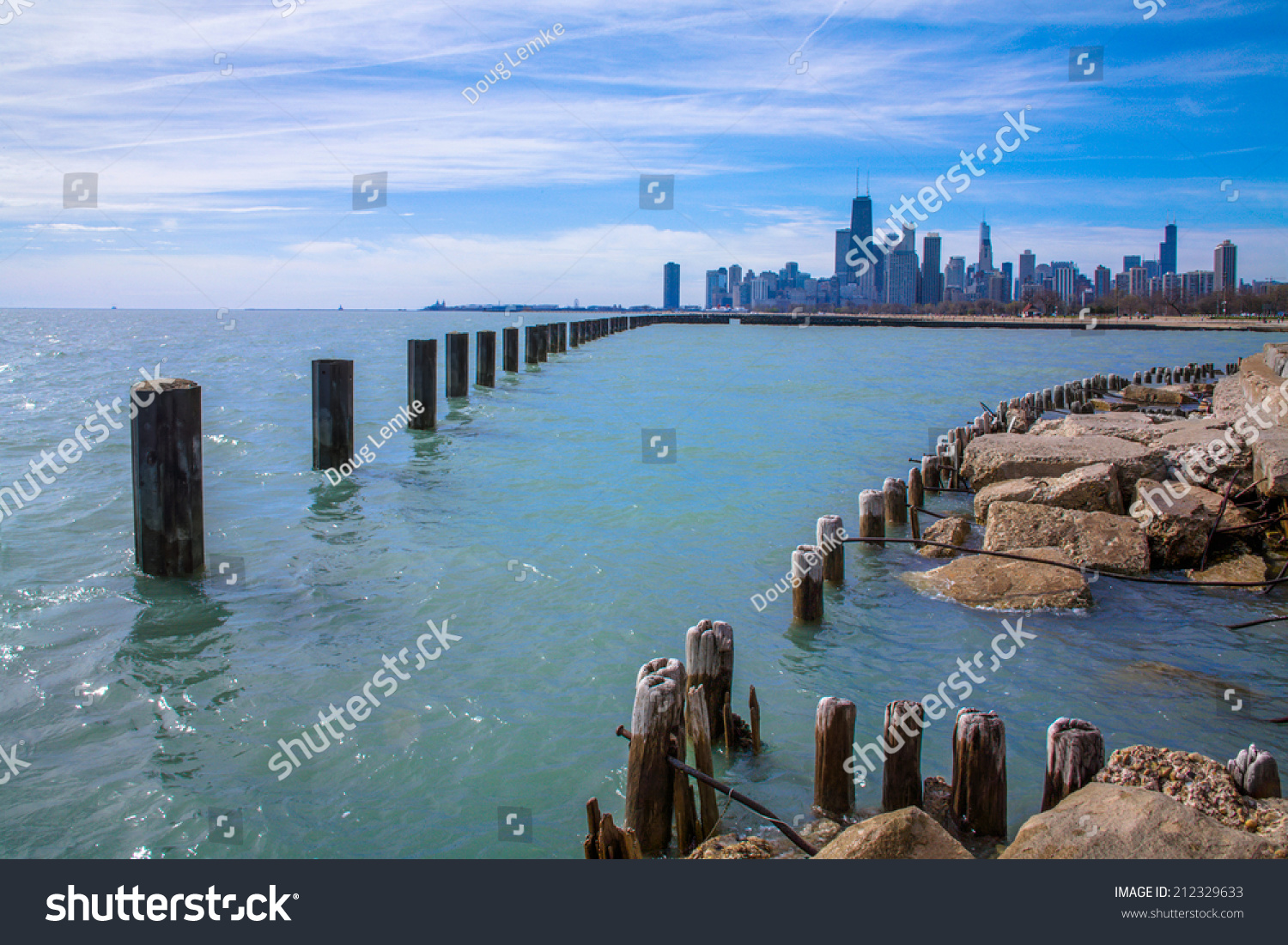 Lake Michigan On A Beautiful Day In Chicago Illinois  USA
