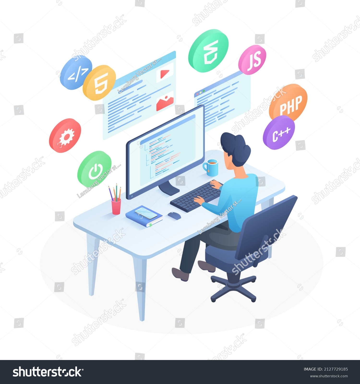 Software engineer developer coding computer program. Programming ...