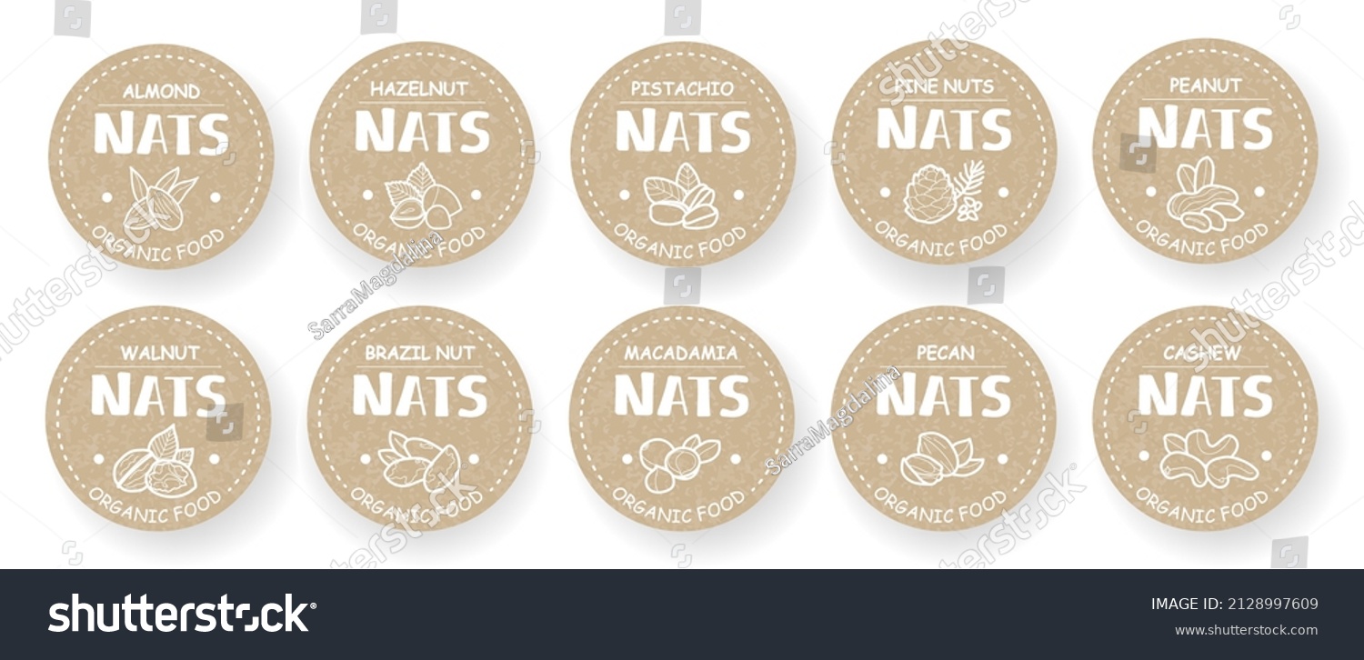 Set of labels  nuts. Design for packaging.