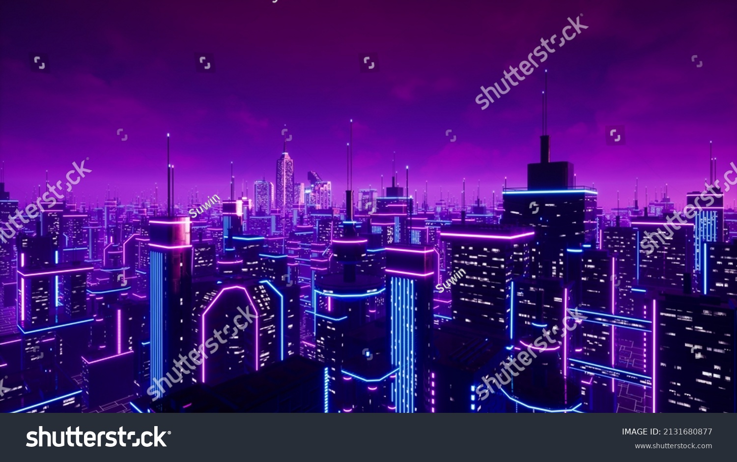 Metaverse city and cyberpunk concept  3d render