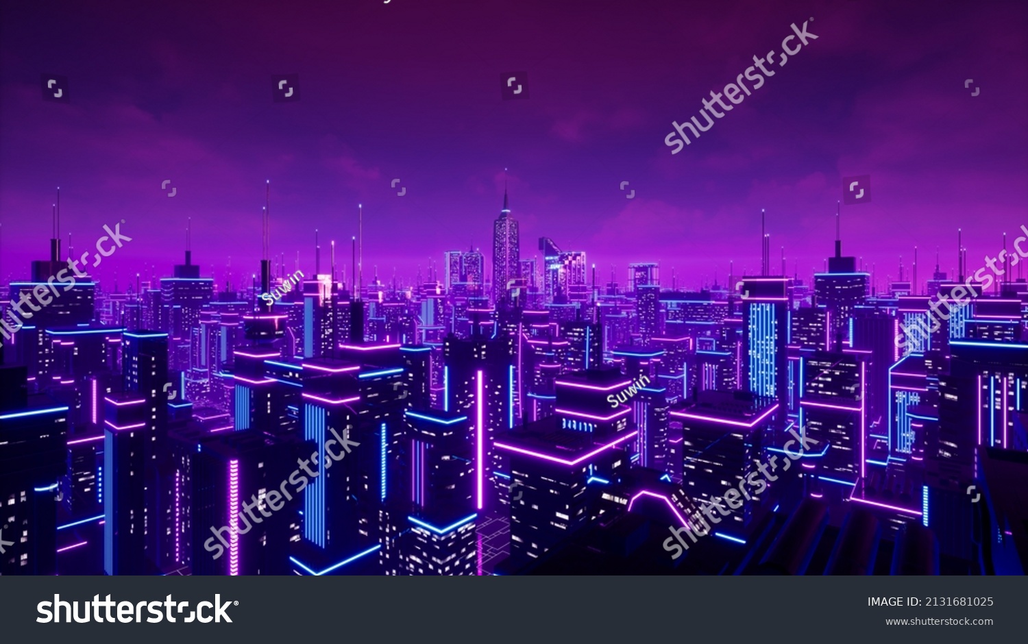 Metaverse city and cyberpunk concept  3d render