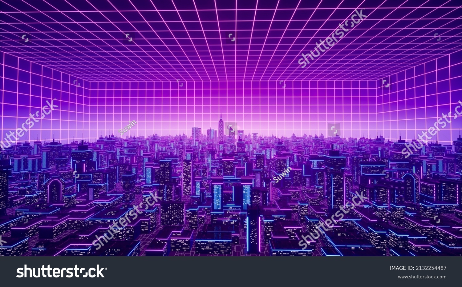 Metaverse city concept. 3d render