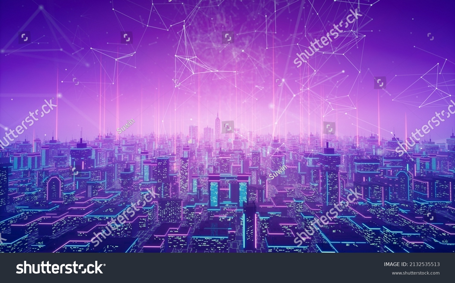 Metaverse city concept  3d render