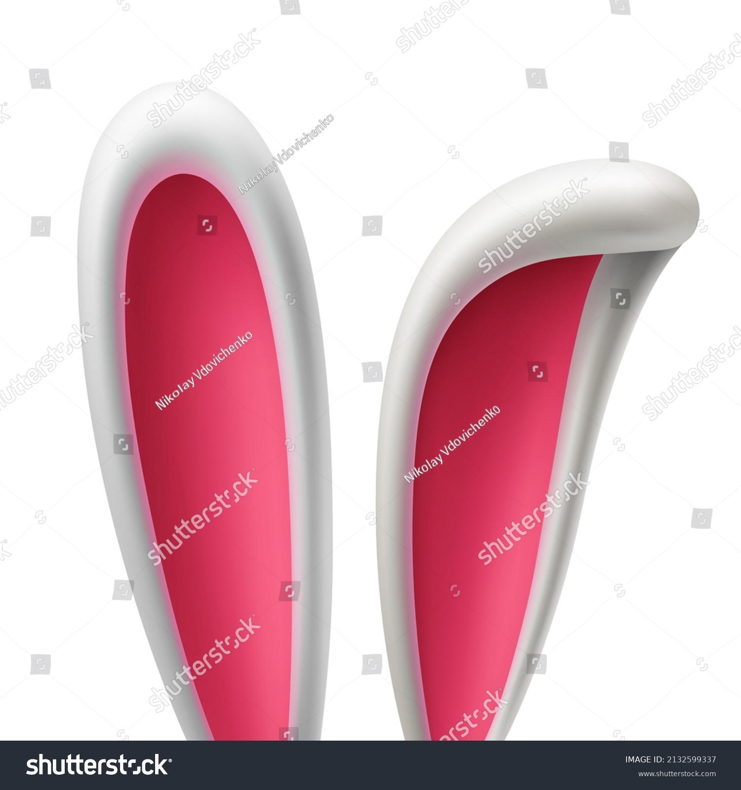 Vector template of 3D rabbit ears on an isolated background. Voluminous ...