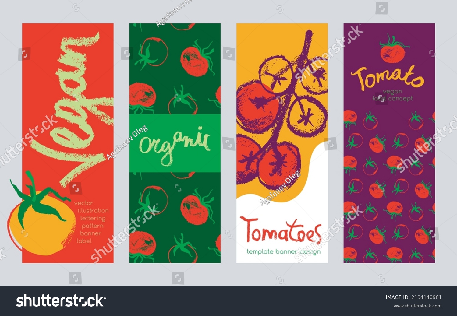 Vector design elements. Tomatoes seamless pattern  label tomato paste  agro logo  tomato juice packaging. Hand-drawn illustration. Organic vegetable background. Tomato banner. Vegan restaurant concept
