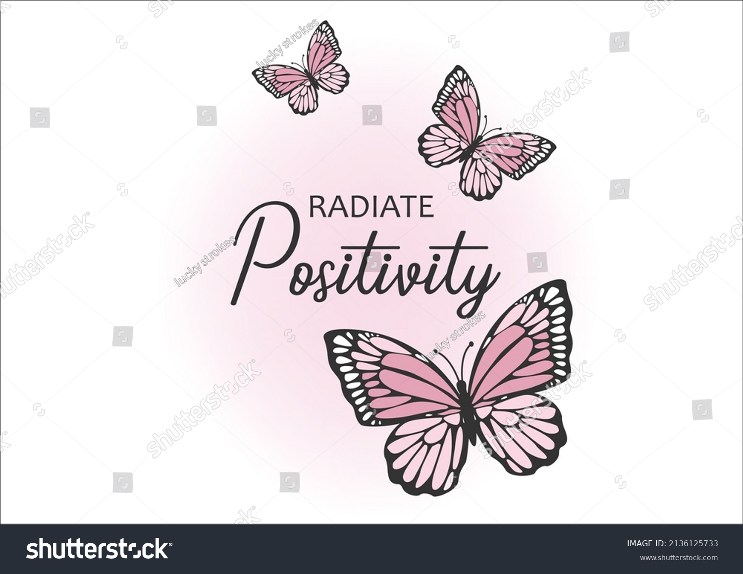 radiate positivity hand drawn design vector 
