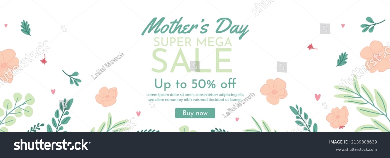 mother day mega sale horizontal banner vector flat design